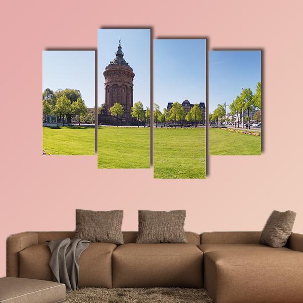 Water Tower Germany Canvas Wall Art-4 Pop-Gallery Wrap-50" x 32"-Tiaracle