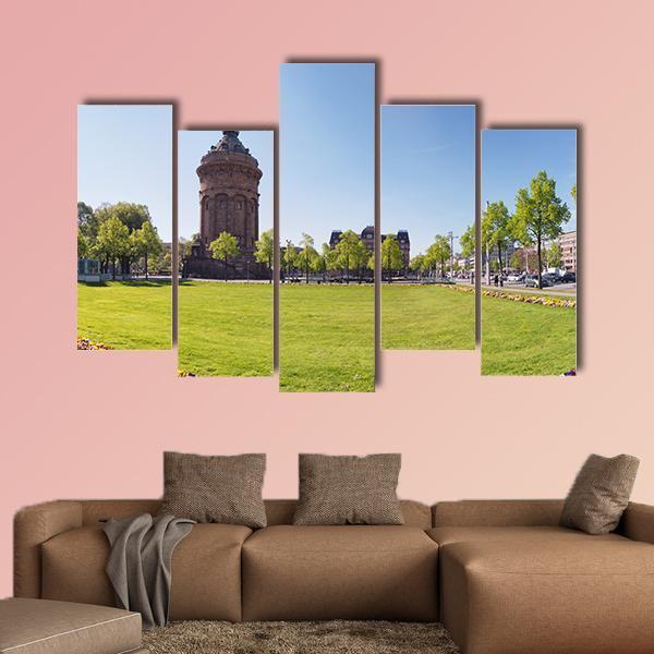 Water Tower Germany Canvas Wall Art-5 Pop-Gallery Wrap-47" x 32"-Tiaracle