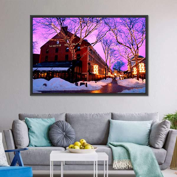 Faneuil Hall Marketplace Canvas Wall Art-1 Piece-Floating Frame-24" x 16"-Tiaracle