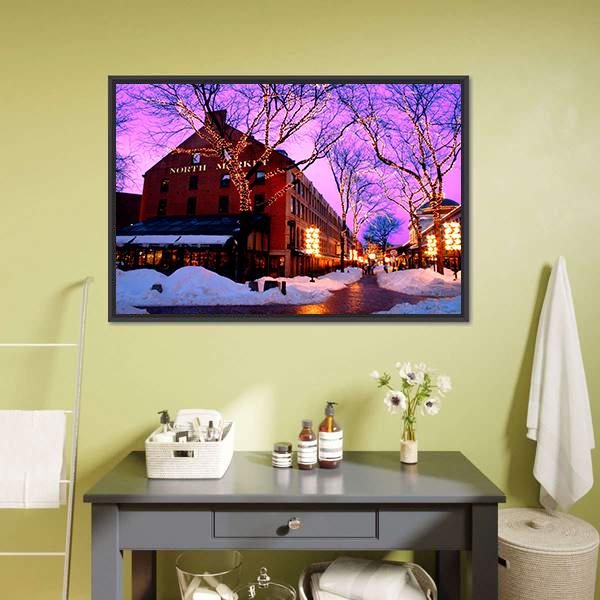 Faneuil Hall Marketplace Canvas Wall Art-5 Horizontal-Gallery Wrap-22" x 12"-Tiaracle