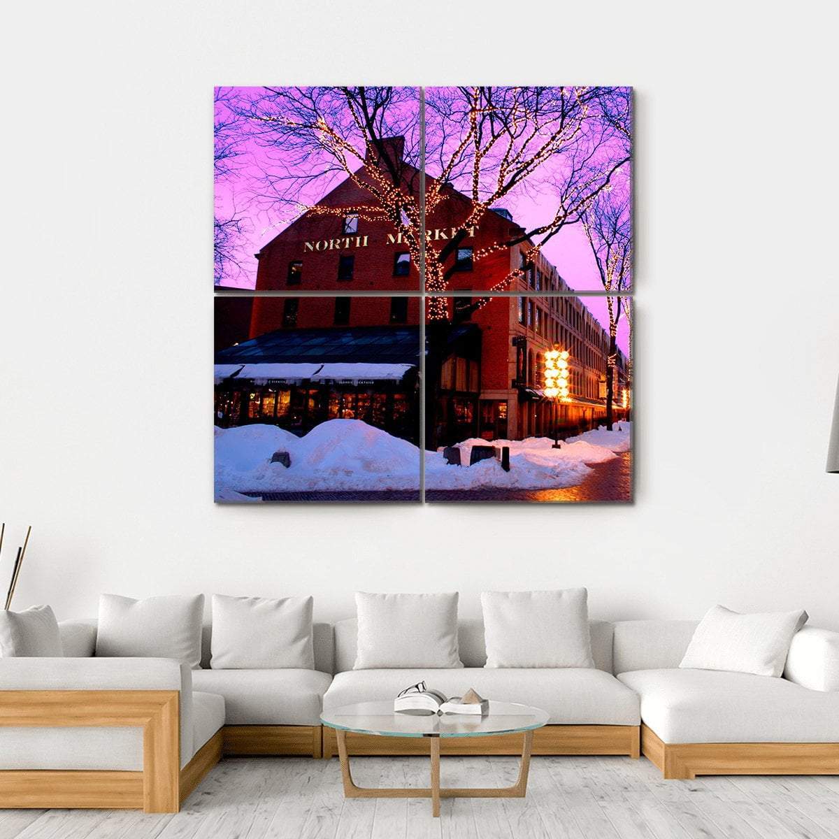 Faneuil Hall Marketplace Canvas Wall Art-4 Square-Gallery Wrap-17" x 17"-Tiaracle