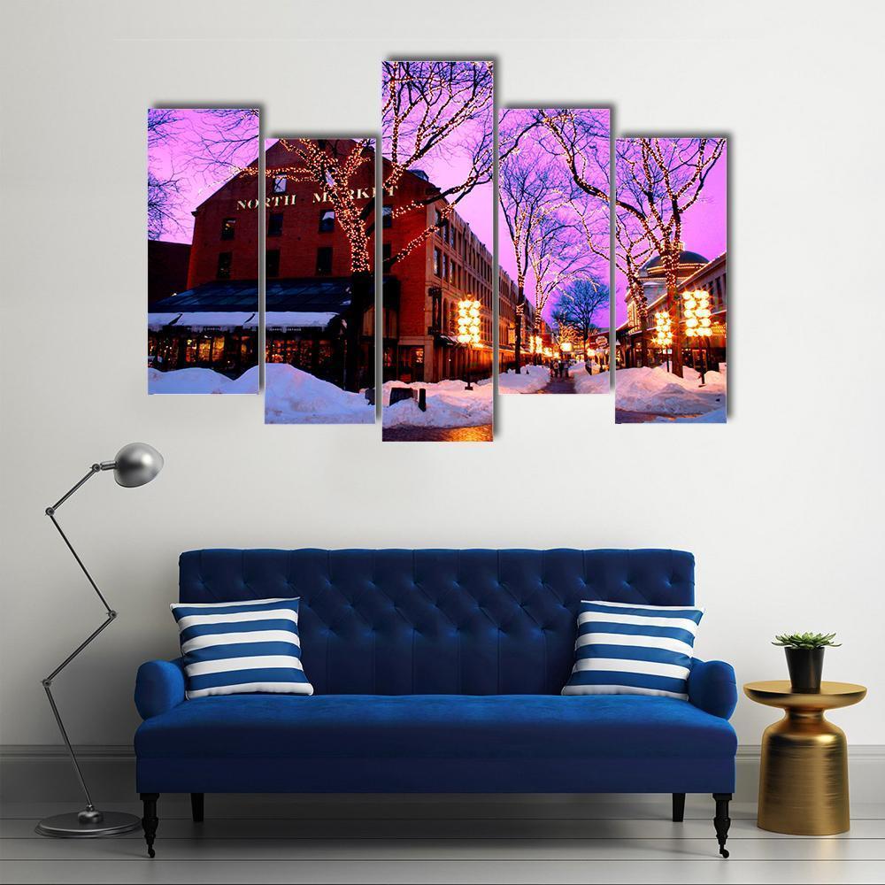 Faneuil Hall Marketplace Canvas Wall Art-5 Pop-Gallery Wrap-47" x 32"-Tiaracle