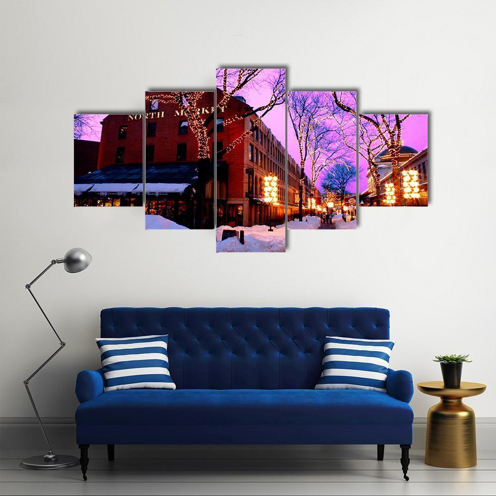 Faneuil Hall Marketplace Canvas Wall Art-5 Star-Gallery Wrap-62" x 32"-Tiaracle