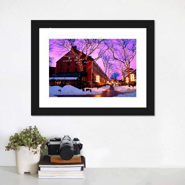 Faneuil Hall Marketplace Canvas Wall Art-1 Piece-Framed Print-20" x 16"-Tiaracle