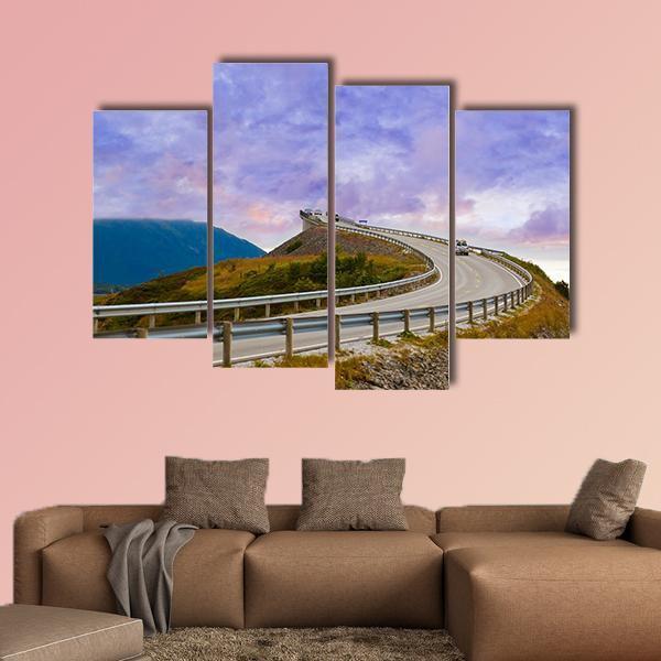 Bridge On Atlantic Road Canvas Wall Art-4 Pop-Gallery Wrap-50" x 32"-Tiaracle