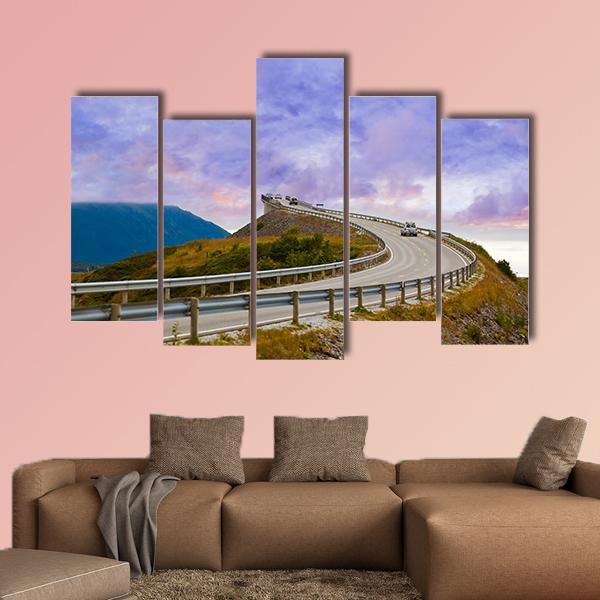 Bridge On Atlantic Road Canvas Wall Art-5 Pop-Gallery Wrap-47" x 32"-Tiaracle