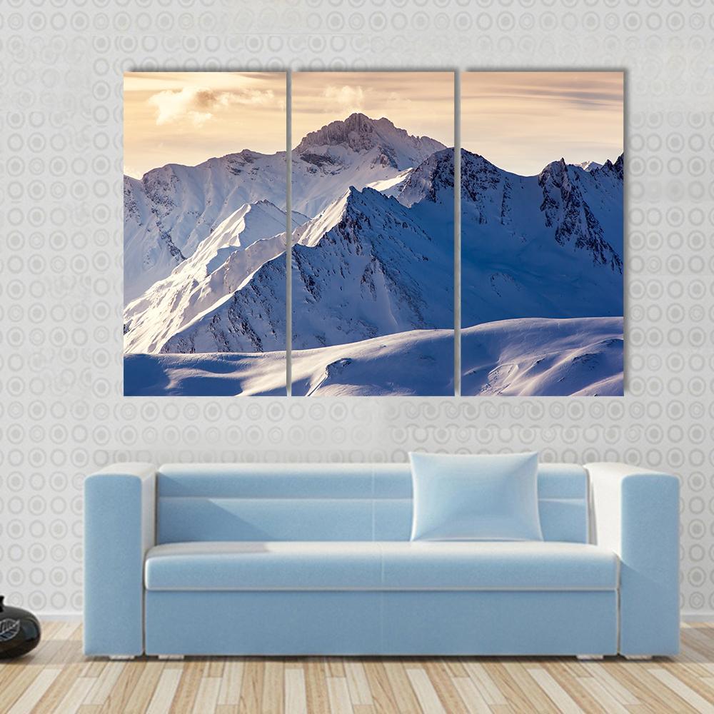 Fantastic Evening Winter Landscape Austria Europe Canvas Wall Art-3 Horizontal-Gallery Wrap-37" x 24"-Tiaracle