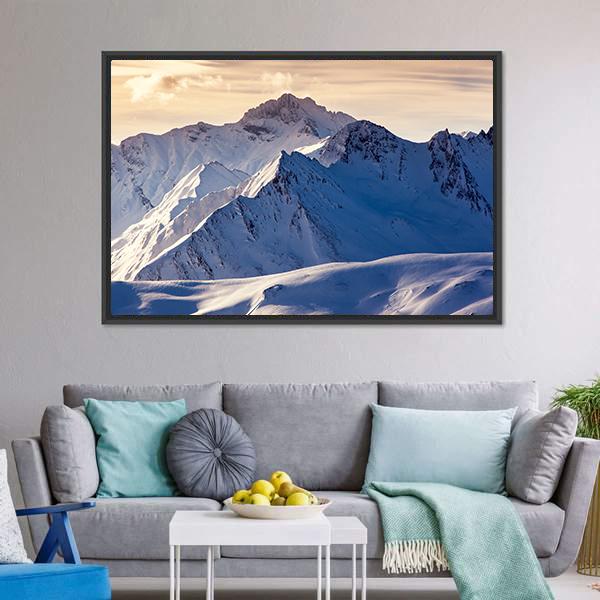 Fantastic Evening Winter Landscape Austria Europe Canvas Wall Art-3 Horizontal-Gallery Wrap-25" x 16"-Tiaracle