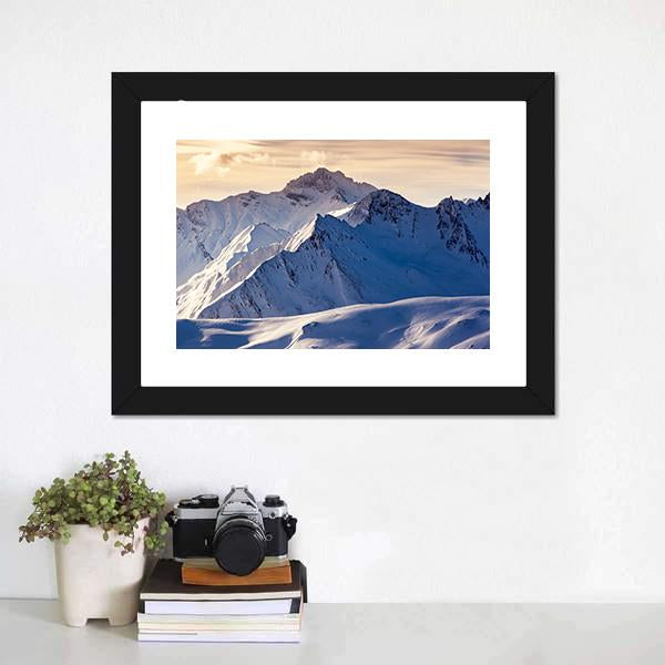 Fantastic Evening Winter Landscape Austria Europe Canvas Wall Art-1 Piece-Framed Print-20" x 16"-Tiaracle