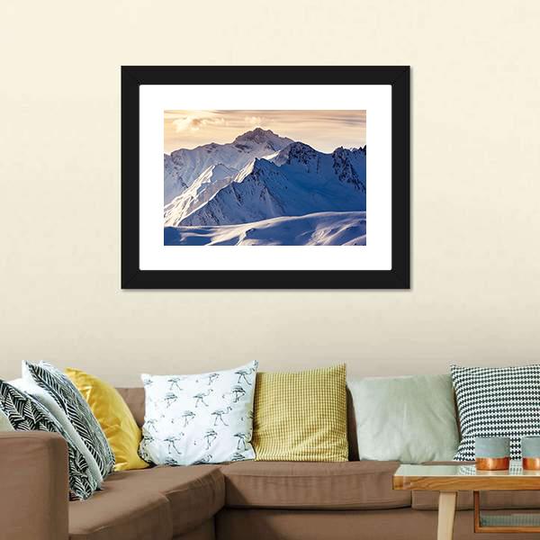 Fantastic Evening Winter Landscape Austria Europe Canvas Wall Art-3 Horizontal-Gallery Wrap-25" x 16"-Tiaracle