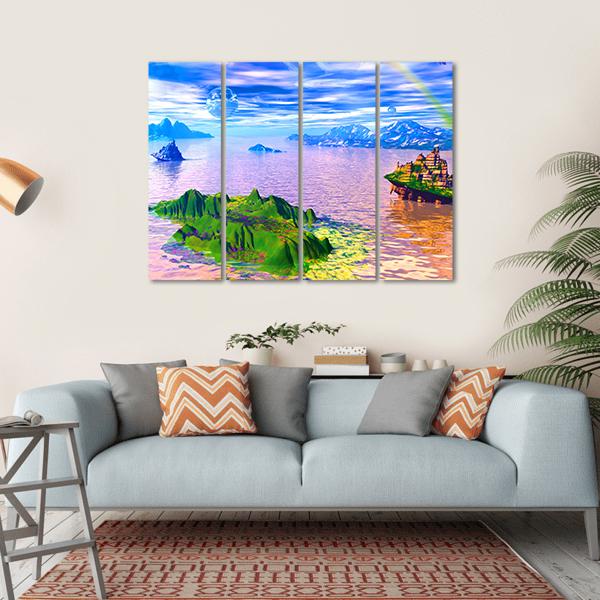Fantastic Island Canvas Wall Art-4 Horizontal-Gallery Wrap-34" x 24"-Tiaracle