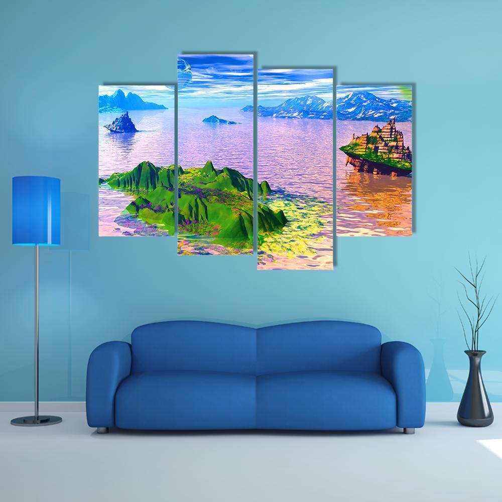 Fantastic Island Canvas Wall Art-4 Pop-Gallery Wrap-50" x 32"-Tiaracle