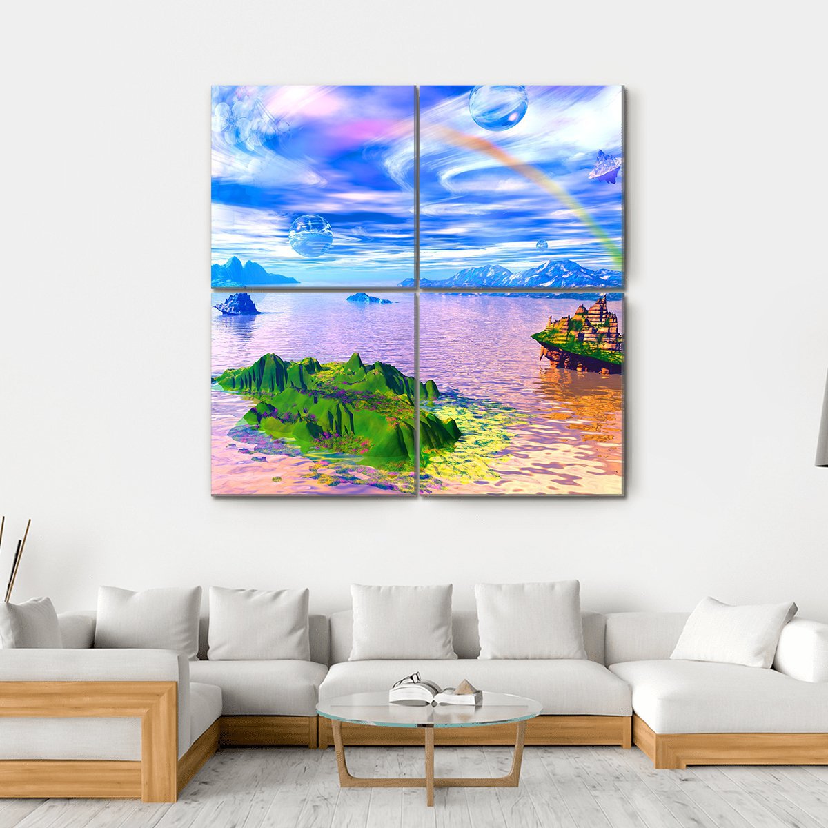 Fantastic Island Canvas Wall Art-4 Square-Gallery Wrap-17" x 17"-Tiaracle