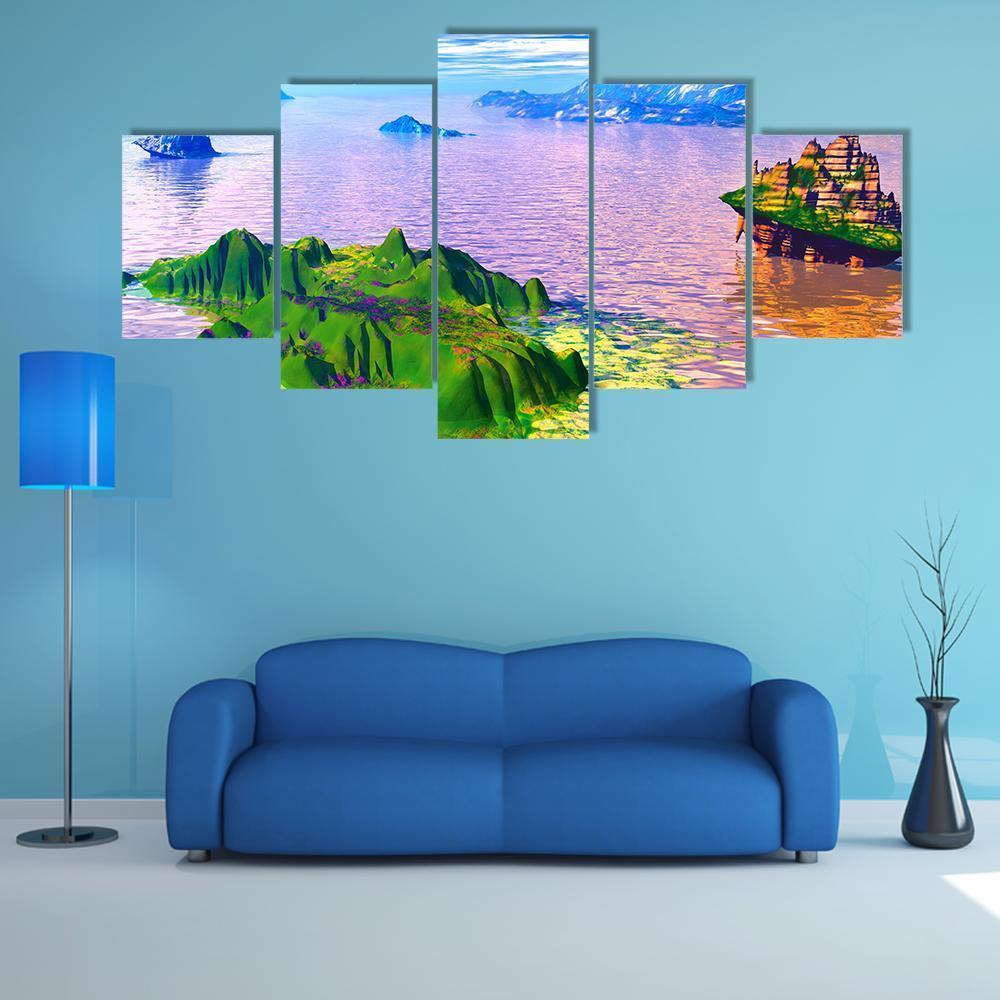 Fantastic Island Canvas Wall Art-5 Star-Gallery Wrap-62" x 32"-Tiaracle