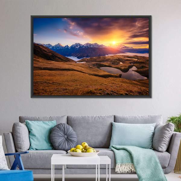 Fantastic Lake Koruldi Canvas Wall Art-1 Piece-Floating Frame-36" x 24"-Tiaracle