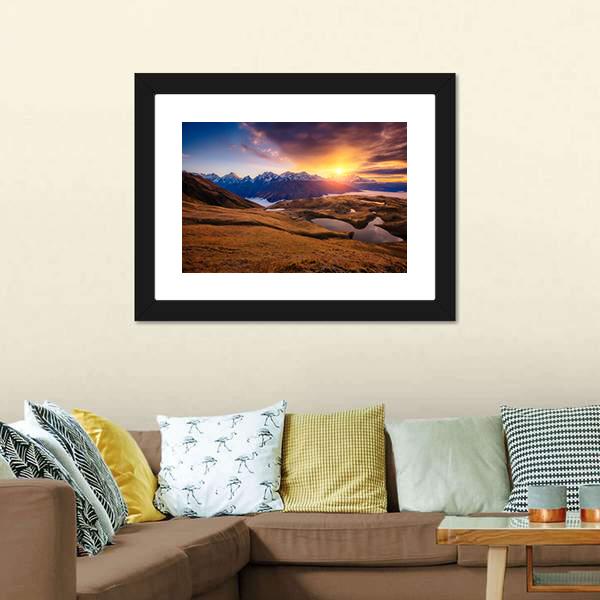 Fantastic Lake Koruldi Canvas Wall Art-1 Piece-Framed Print-42" x 14"-Tiaracle