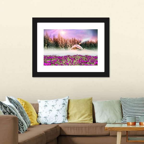 Fantastic Landscape In Winter Canvas Wall Art-5 Horizontal-Gallery Wrap-22" x 12"-Tiaracle