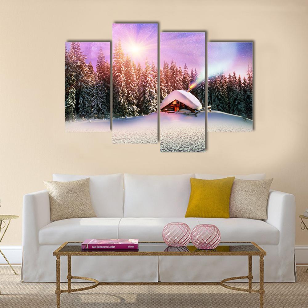 Fantastic Landscape In Winter Canvas Wall Art-4 Pop-Gallery Wrap-50" x 32"-Tiaracle