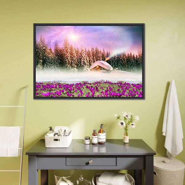 Fantastic Landscape In Winter Canvas Wall Art-1 Piece-Floating Frame-24" x 16"-Tiaracle