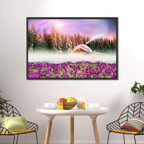 Fantastic Landscape In Winter Canvas Wall Art-3 Horizontal-Gallery Wrap-25" x 16"-Tiaracle