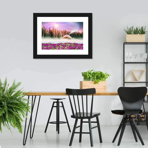 Fantastic Landscape In Winter Canvas Wall Art-3 Horizontal-Gallery Wrap-25" x 16"-Tiaracle