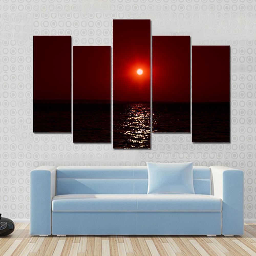 Fantastic Sunset On Mars Canvas Wall Art-5 Star-Gallery Wrap-62" x 32"-Tiaracle