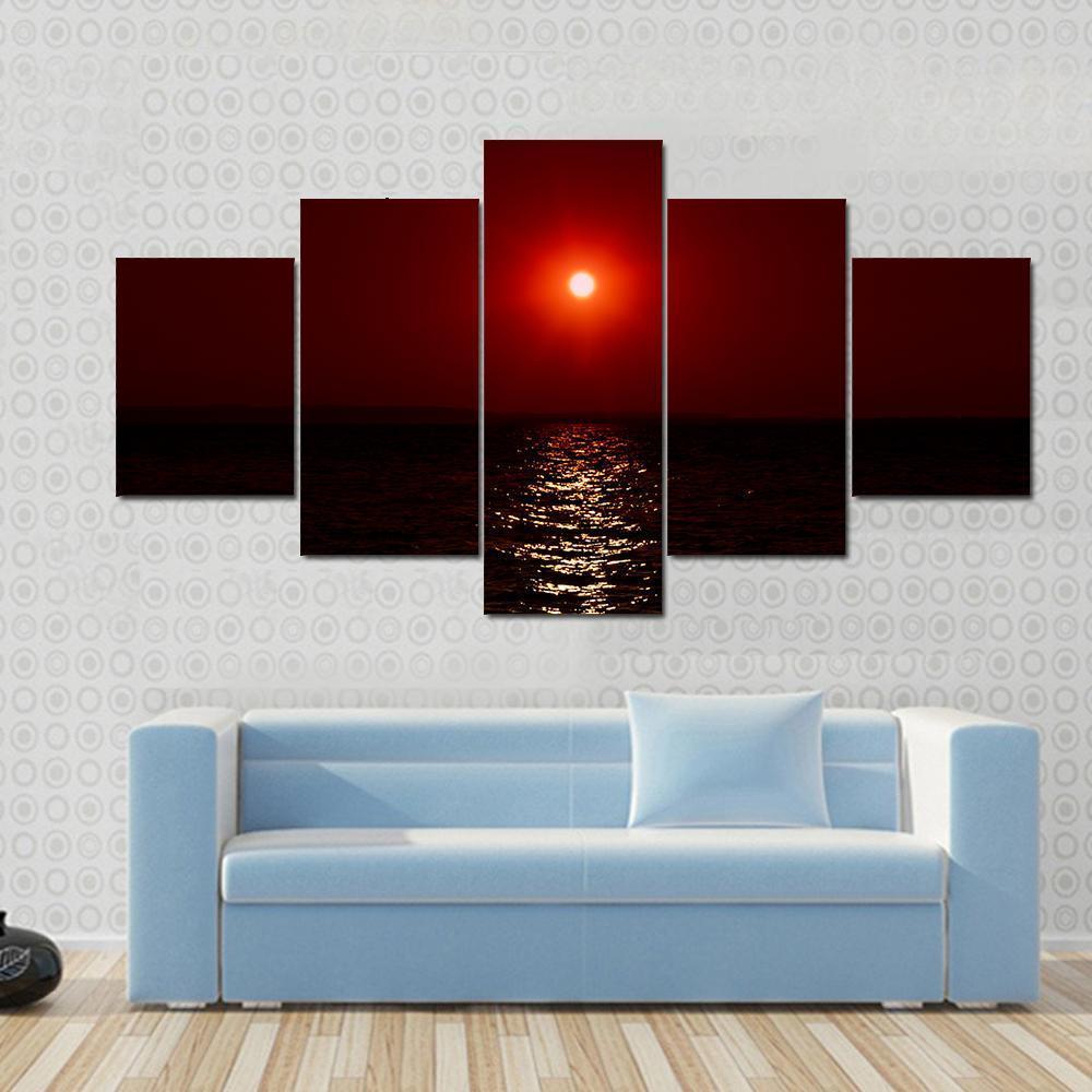 Fantastic Sunset On Mars Canvas Wall Art-5 Star-Gallery Wrap-62" x 32"-Tiaracle