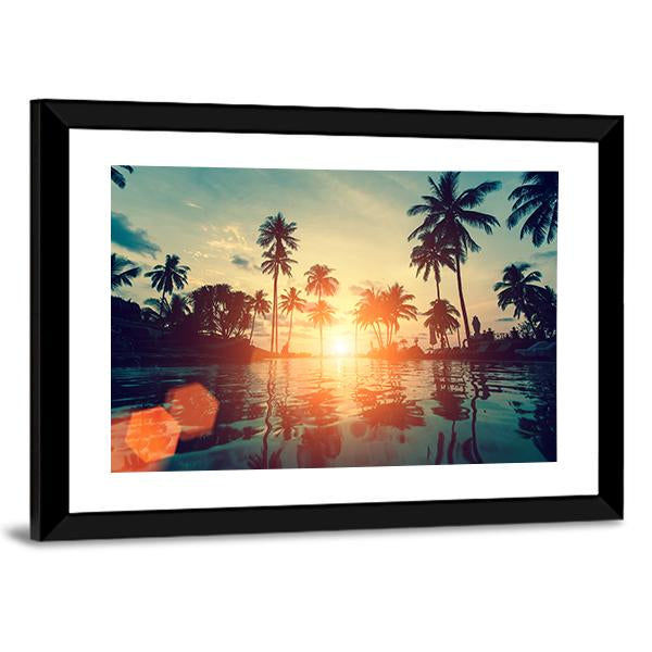 Fantastic Sunset On Tropical Beach Canvas Wall Art-3 Horizontal-Gallery Wrap-25" x 16"-Tiaracle