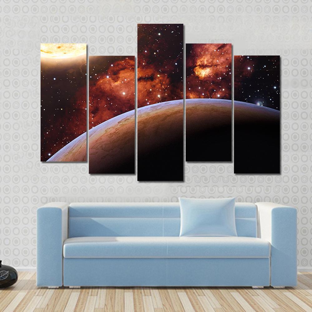 Fantasy Alien Exo Planet Canvas Wall Art-5 Pop-Gallery Wrap-47" x 32"-Tiaracle