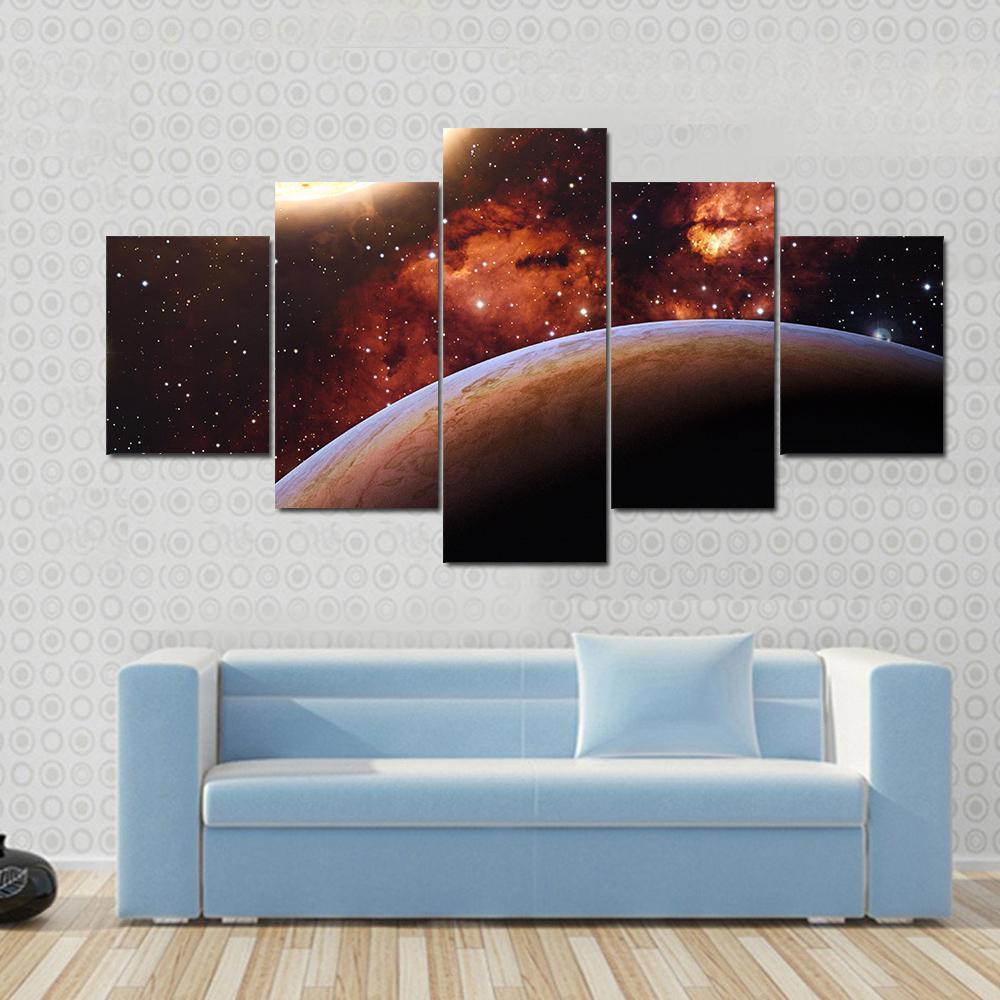 Fantasy Alien Exo Planet Canvas Wall Art-5 Star-Gallery Wrap-62" x 32"-Tiaracle