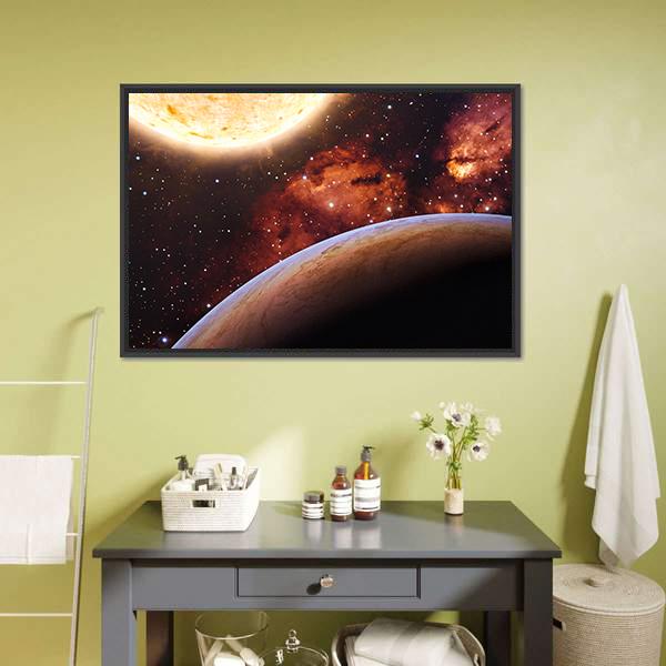 Fantasy Alien Exo Planet Canvas Wall Art-1 Piece-Floating Frame-24" x 16"-Tiaracle