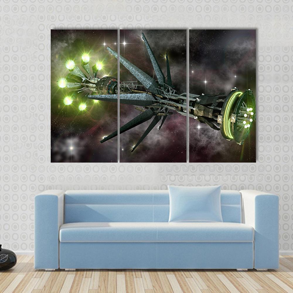 Fantasy Alien Mothership Canvas Wall Art-3 Horizontal-Gallery Wrap-37" x 24"-Tiaracle