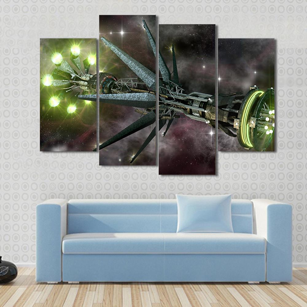 Fantasy Alien Mothership Canvas Wall Art-4 Pop-Gallery Wrap-50" x 32"-Tiaracle