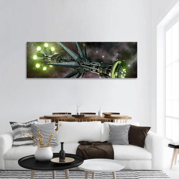 Fantasy Alien Mothership Panoramic Canvas Wall Art-1 Piece-36" x 12"-Tiaracle