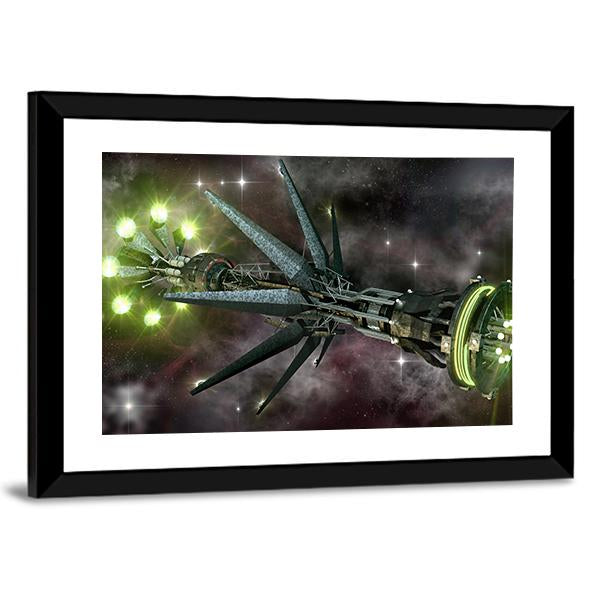 Fantasy Alien Mothership Panoramic Canvas Wall Art-1 Piece-36" x 12"-Tiaracle