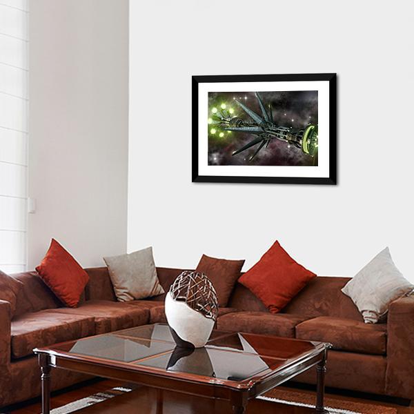 Fantasy Alien Mothership Panoramic Canvas Wall Art-1 Piece-36" x 12"-Tiaracle