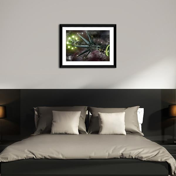 Fantasy Alien Mothership Panoramic Canvas Wall Art-1 Piece-36" x 12"-Tiaracle