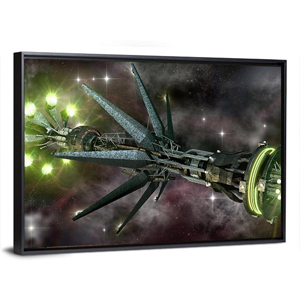 Fantasy Alien Mothership Panoramic Canvas Wall Art-1 Piece-36" x 12"-Tiaracle
