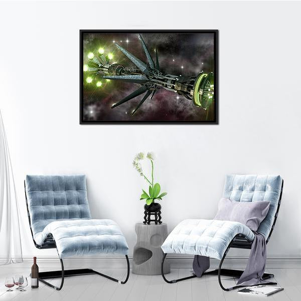 Fantasy Alien Mothership Panoramic Canvas Wall Art-1 Piece-36" x 12"-Tiaracle