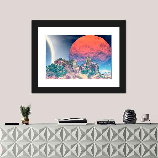 Fantasy Alien Planet Canvas Wall Art-1 Piece-Framed Print-20" x 16"-Tiaracle