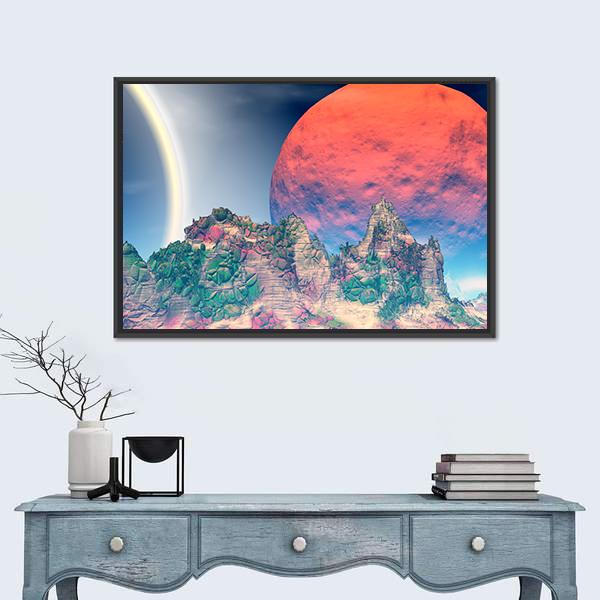 Fantasy Alien Planet Canvas Wall Art-1 Piece-Floating Frame-24" x 16"-Tiaracle