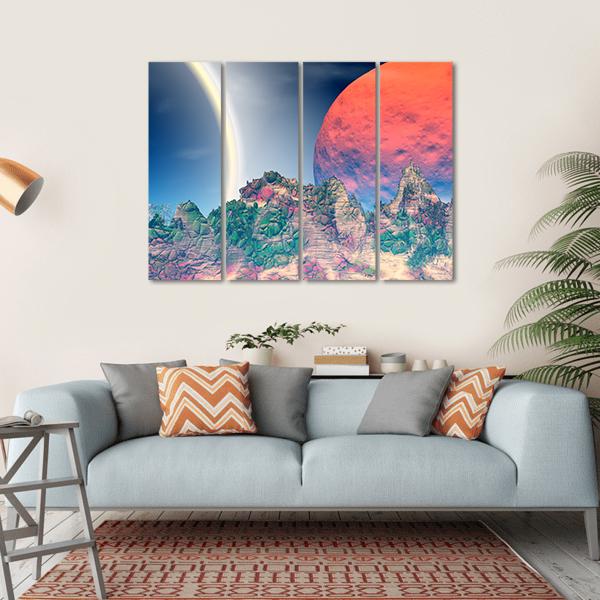 Fantasy Alien Planet Canvas Wall Art-4 Horizontal-Gallery Wrap-34" x 24"-Tiaracle
