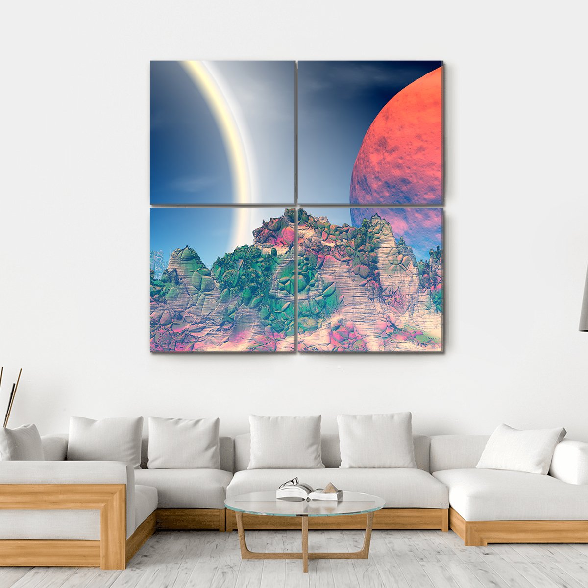 Fantasy Alien Planet Canvas Wall Art-4 Square-Gallery Wrap-17" x 17"-Tiaracle