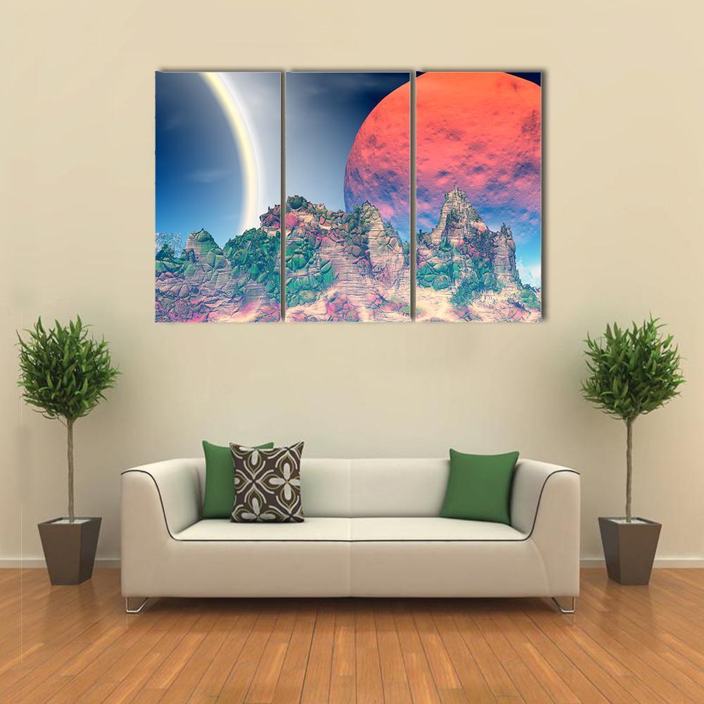 Fantasy Alien Planet Canvas Wall Art-3 Horizontal-Gallery Wrap-37" x 24"-Tiaracle