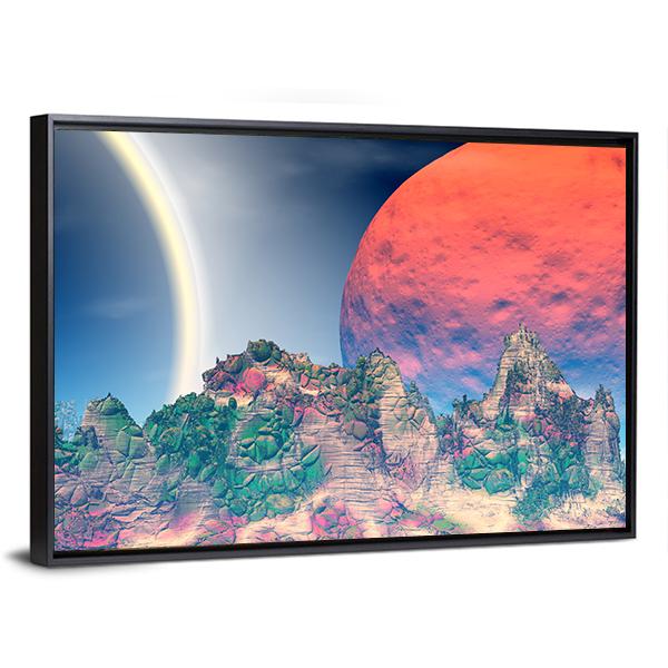 Fantasy Alien Planet Canvas Wall Art-3 Horizontal-Gallery Wrap-25" x 16"-Tiaracle
