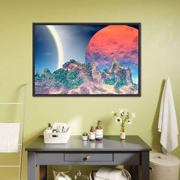 Fantasy Alien Planet Canvas Wall Art-1 Piece-Floating Frame-24" x 16"-Tiaracle