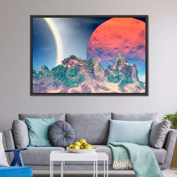 Fantasy Alien Planet Canvas Wall Art-3 Horizontal-Gallery Wrap-25" x 16"-Tiaracle