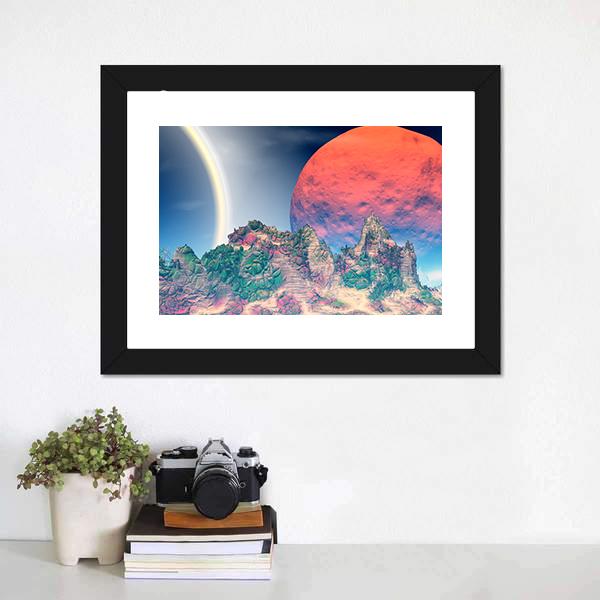 Fantasy Alien Planet Canvas Wall Art-1 Piece-Framed Print-20" x 16"-Tiaracle
