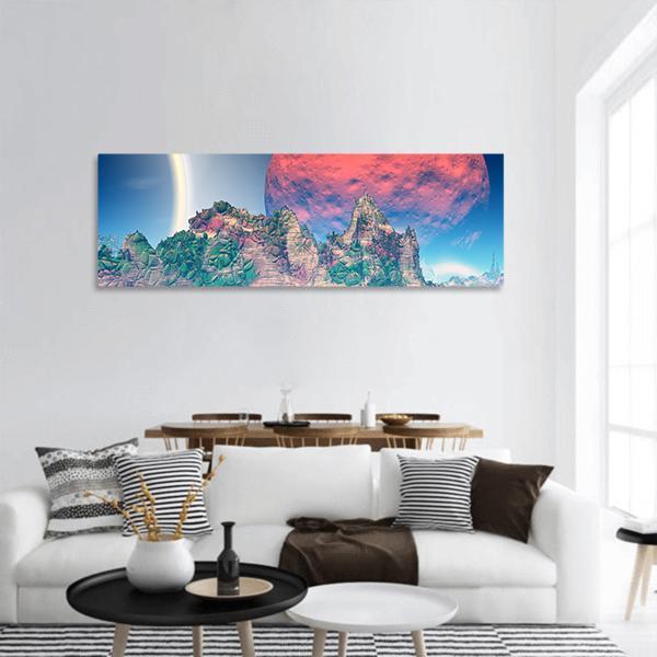 Fantasy Alien Planet Panoramic Canvas Wall Art-1 Piece-36" x 12"-Tiaracle