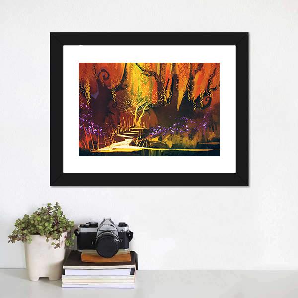 Fantasy Forest Abstract Canvas Wall Art-1 Piece-Framed Print-20" x 16"-Tiaracle